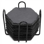 Black slate coaster with storage rack kit