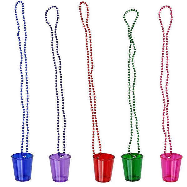 Plastic LED Shot Glass Necklace with Beads