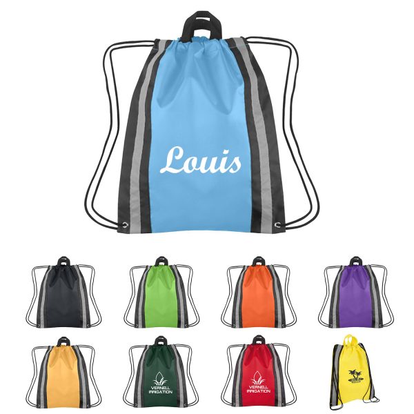 Small Nylon Reflective Sports Drawstring Backpack