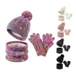 Winter Children's Warm Knitted Hat Scarf Gloves 3-Piece Set