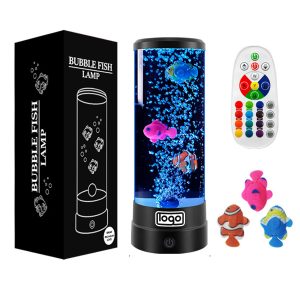 7-Color LED Fish Bubble Night Light with Remote Control