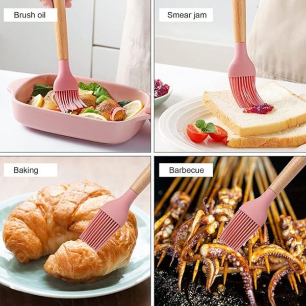 Silicone Kitchen Brush with Wooden Handle, Optional Cooking