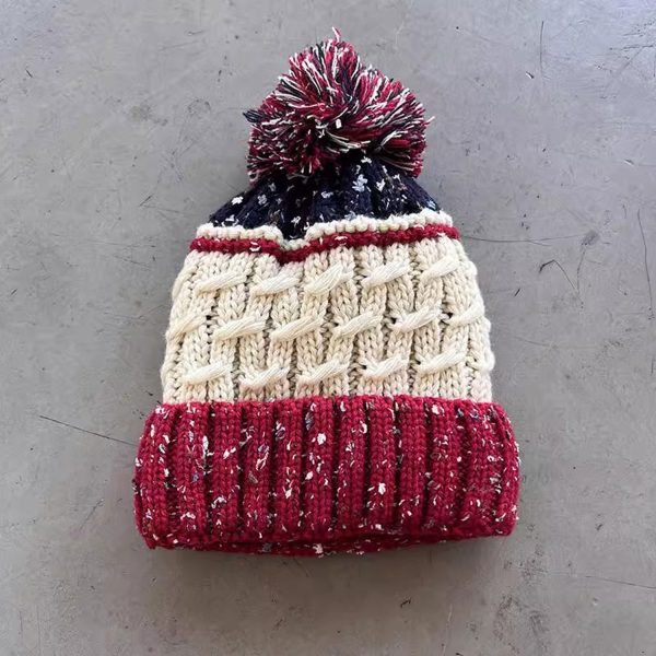 ins mixed color striped velvet beanie hat