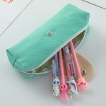 Simple button PU large capacity student stationery bag