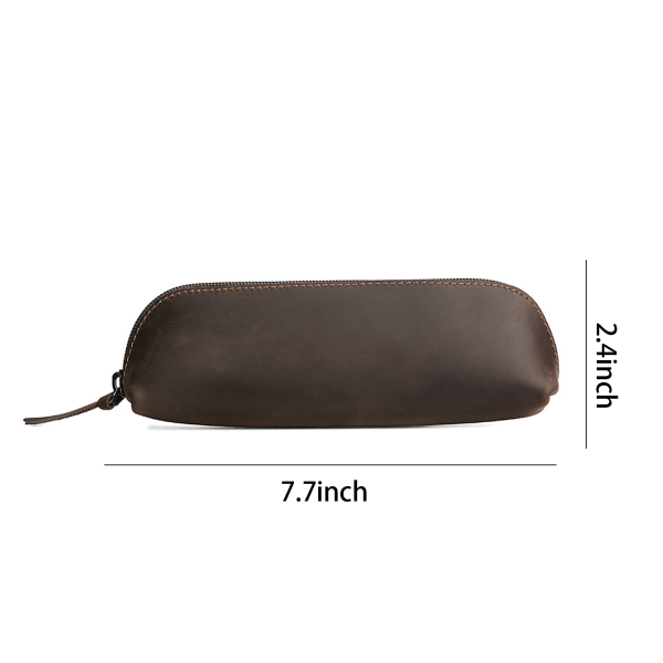 Genuine leather zipper storage bag