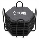 Black slate coaster with storage rack kit