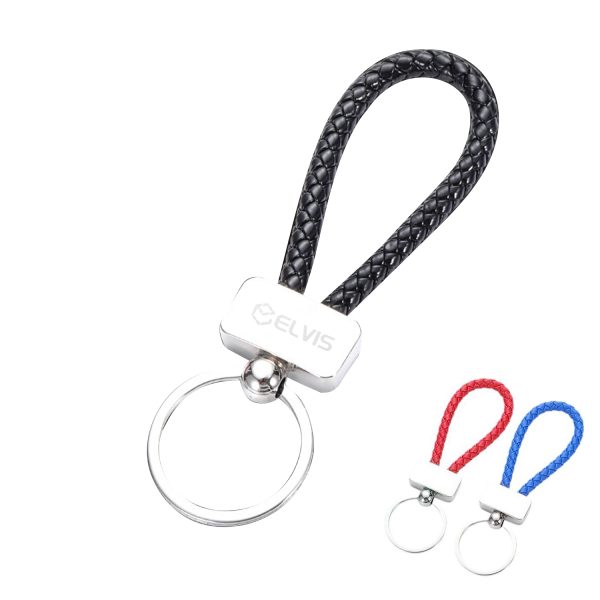 Woven leather rope keychain