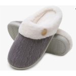 Non-slip outdoor home memory cotton warm plush slippers