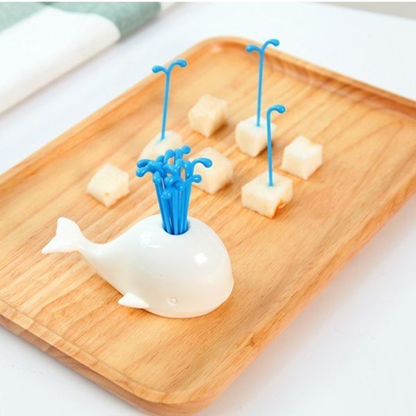 Home Kitchen Plastic Cake&Fruit Whale-Shaped Fruit Fork Set