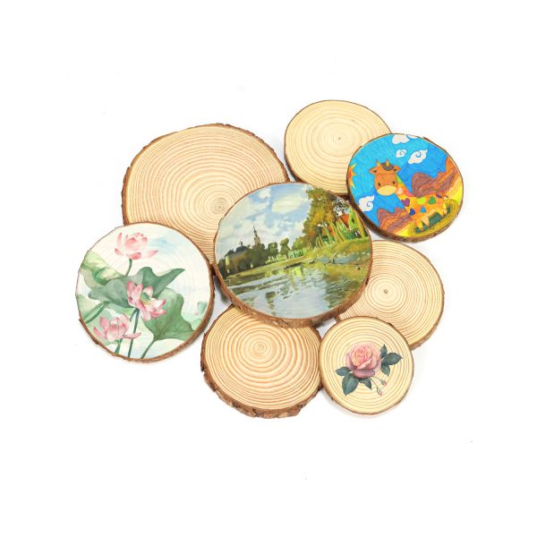 4-4.7 Inch DIY Kids Arts Round Wood Coaster