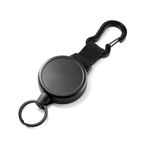 Retractable Wire Rope Black High Stretch Keychain