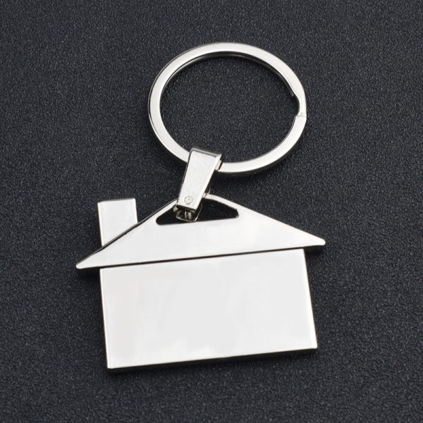 House shape metal keychain