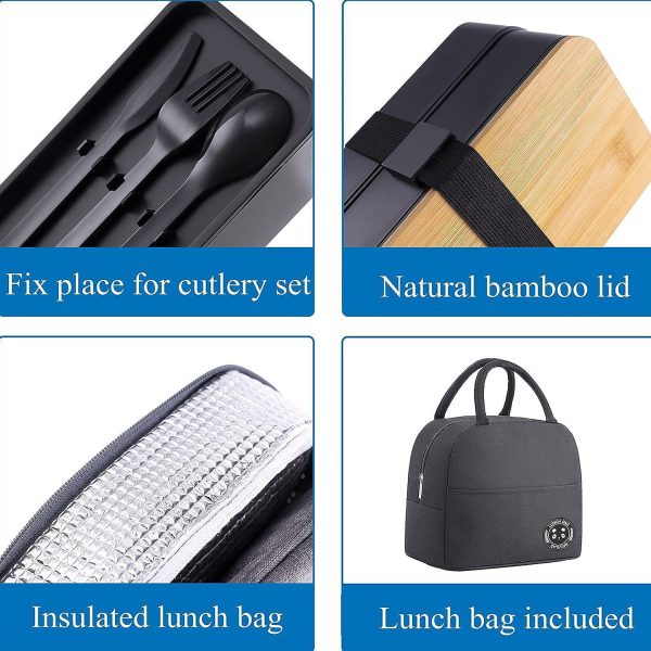 40oz Double-layer Bamboo Cover Student Insulated Bento Box