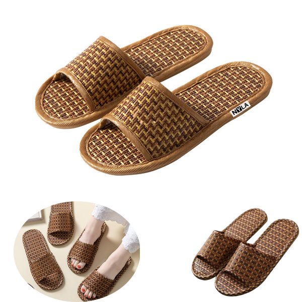 Straw Woven Bamboo Cane Linen Slippers