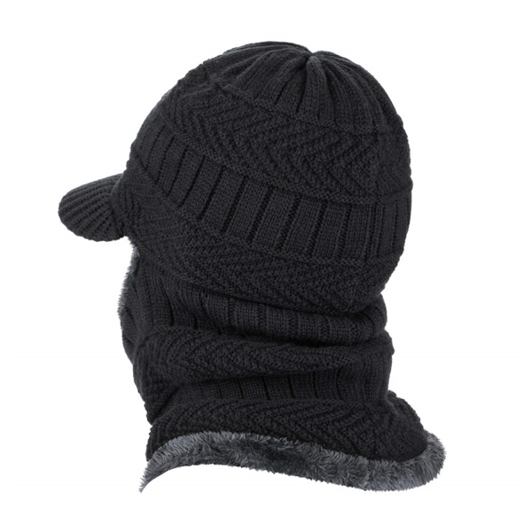 Men's Winter Knit Hat with Fleece Lining, Scarf & Ear Cover