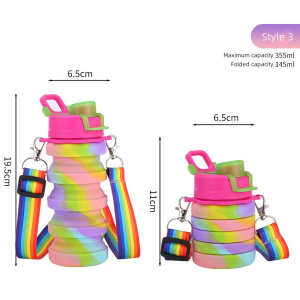 Children Crossbody Silicone Collapsible Sports Water Bottles