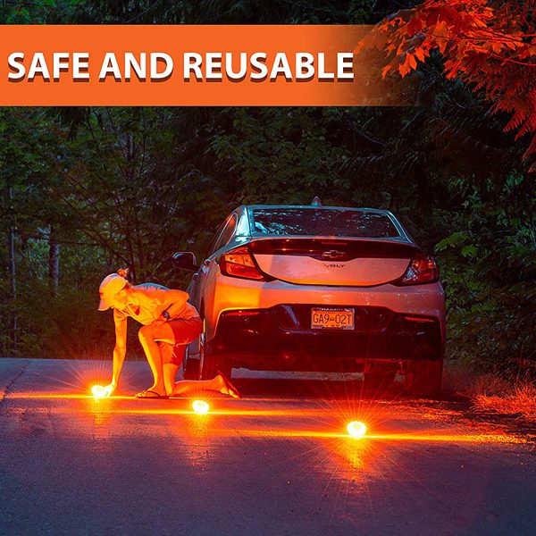 USB Rechargeable 3 Pack LED Road Flares Emergency Lights Set