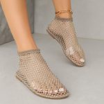 Comfortable Mesh Rhinestone Large Women's Flat Sandals