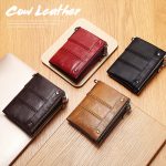 Genuine Leather Short Men's Double Zipper Wallet Purse