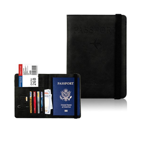 RFID PU Leather Multifunctional Passport Travel Wallet