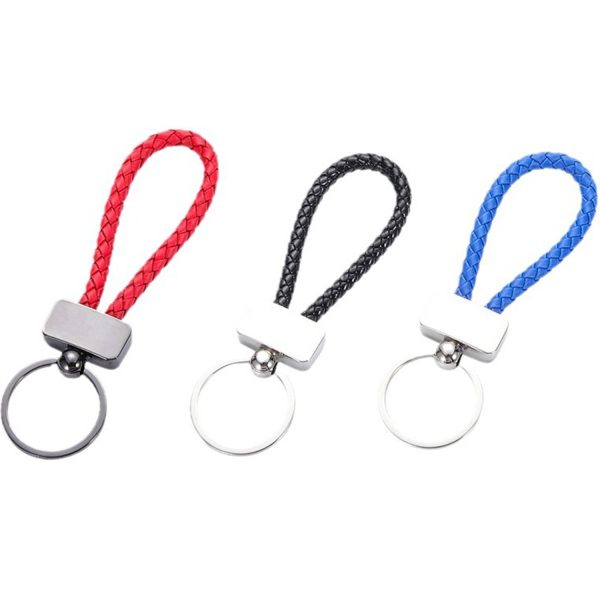 Woven leather rope keychain