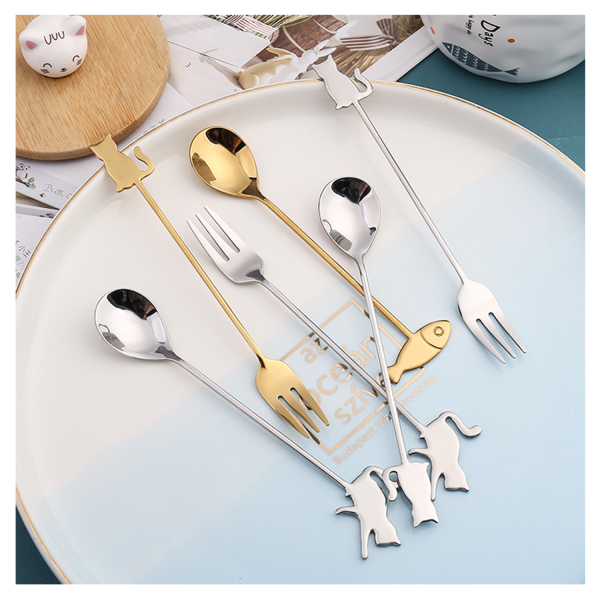 Cat Coffee Spoon and Fork Set