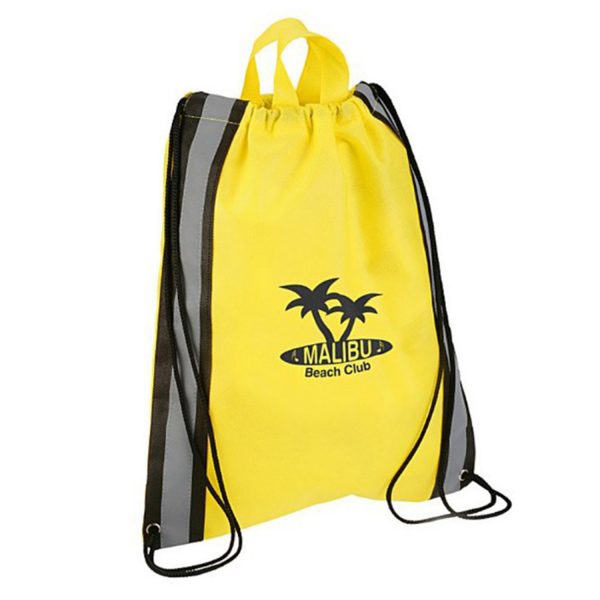 Small Nylon Reflective Sports Drawstring Backpack