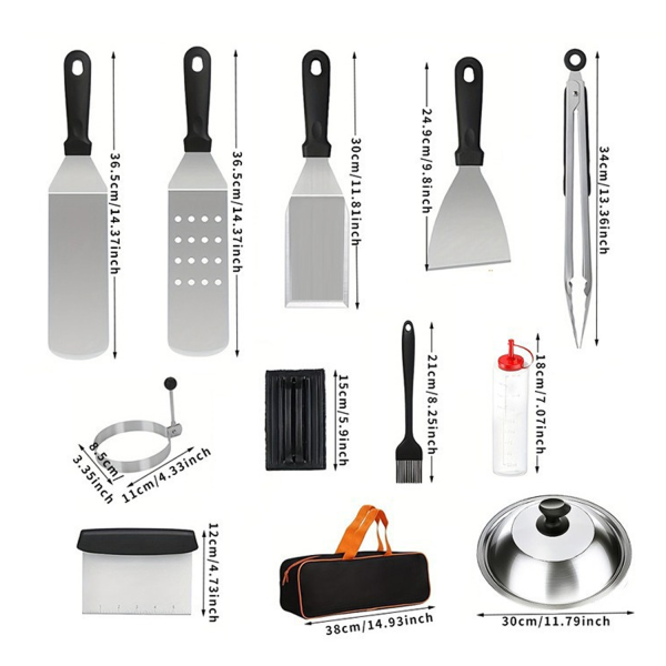 34-piece BBQ stainless steel barbecue tool set