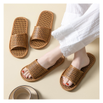 Straw Woven Bamboo Cane Linen Slippers