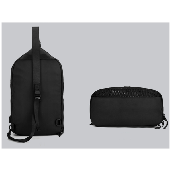 Black Sling Chest Bag W/ Usb Charge Port