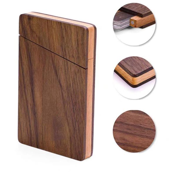 Solid wood business card holder organizing box