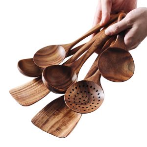 Acacia wood pot shovel spoon set