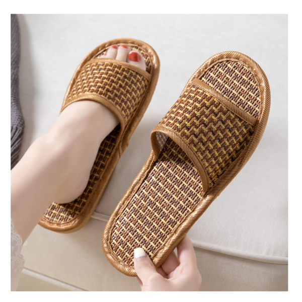 Straw Woven Bamboo Cane Linen Slippers