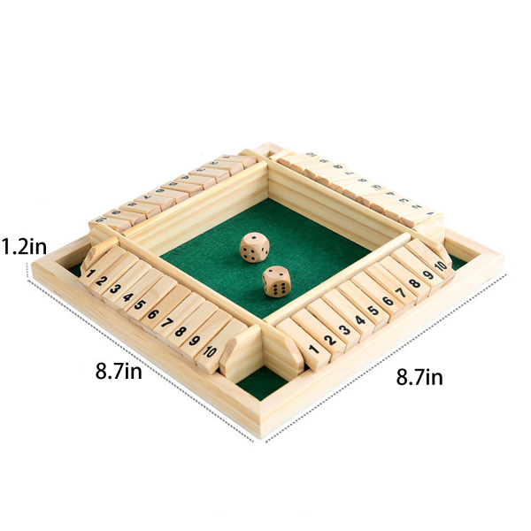 4-Player Shut The Box Dice Board Game