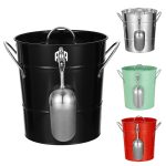 Stainless steel ice bucket with lid and shovel