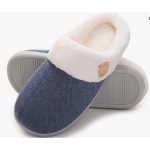 Non-slip outdoor home memory cotton warm plush slippers