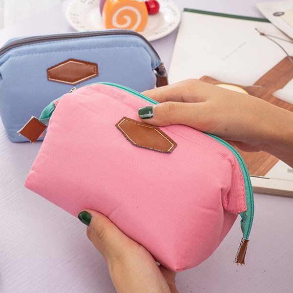 Portable Business Travel Double Zipper Cotton Cosmetic Bags