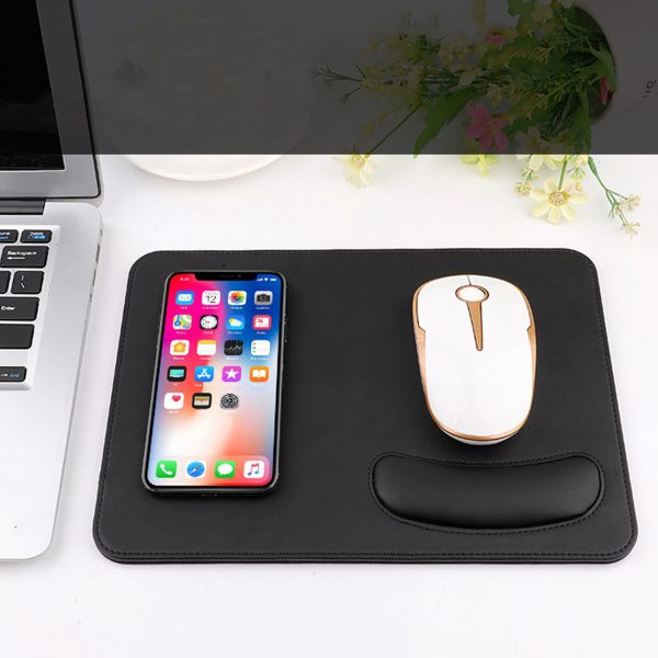 PU/Crazy Horse Skin 15W Fast Wireless Charging Mouse Pad