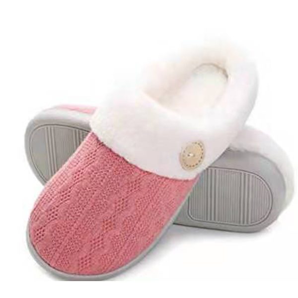 Non-slip outdoor home memory cotton warm plush slippers