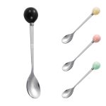 Stainless Steel Tea Coffee Dessert Ceramic Ball Spoon