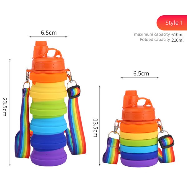 Children Crossbody Silicone Collapsible Sports Water Bottles