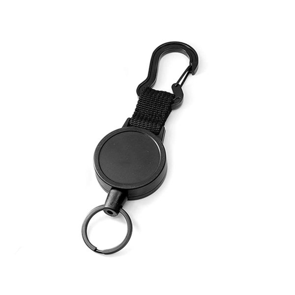 Retractable Wire Rope Black High Stretch Keychain