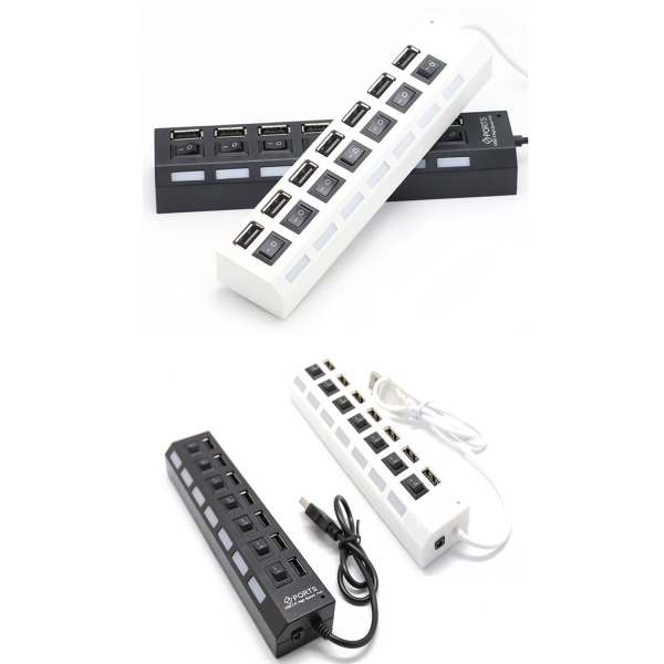 7 Ports LED USB 2.0 Adapter Hub