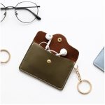 Leather Mini Wallet Card Bag w/ Keychian