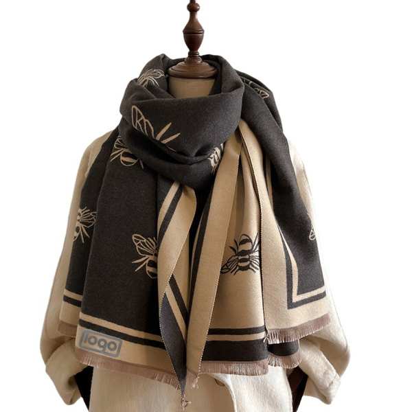 Imitation cashmere bee print scarf