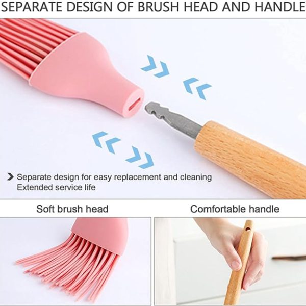 Silicone Kitchen Brush with Wooden Handle, Optional Cooking