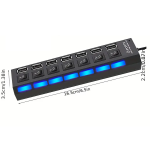 7 Ports LED USB 2.0 Adapter Hub