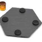 Black slate coaster with storage rack kit