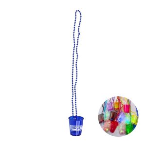 Plastic LED Shot Glass Necklace with Beads