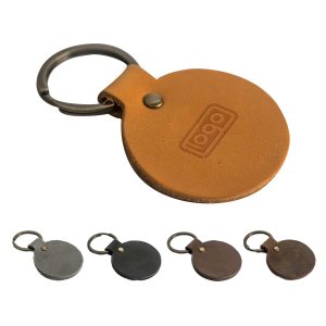 customized genuine/pu leather round key chain